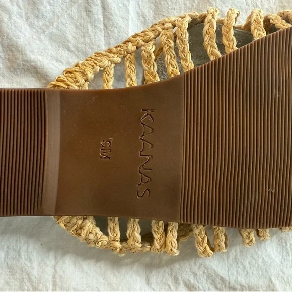 Kaanas Natural Woven Raffia Mules, Size 9 - Picture 5 of 6